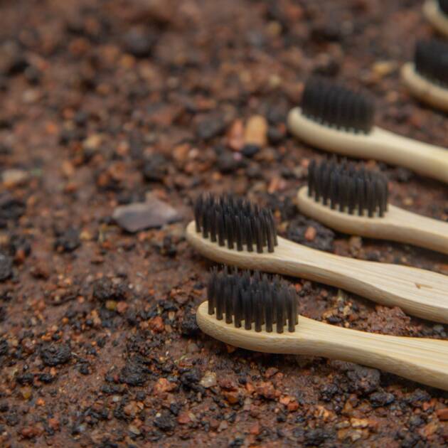 Kids Bamboo Toothbrushes(Pack of 10) - S Curve Bamboo Handle with Biodegradable PBT Fibre Bristles